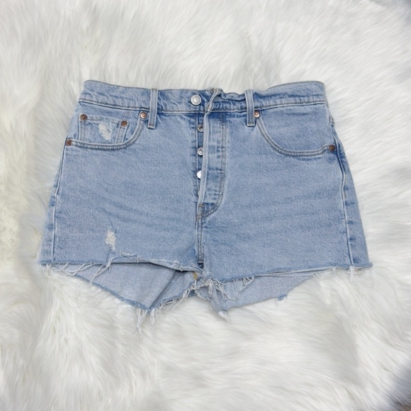 Levis 501 Button Fly Denim Jean Shorts - Picture 2 of 5